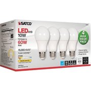 SATCO Satco SDNS28563 10 watts 5000K A19 LED 2700K Frosted Bulbs - Pack of 4 SDNS28563